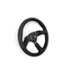 Lunaticsco NRG reinforced steering wheel in black alcantara with matte black solid spokes and deep dish design.