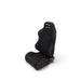 Lunaticsco NRG Type-R style reclining bucket seat in black cloth with red stitching and NRG logo embroidery