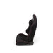 Lunaticsco NRG black cloth bucket seat with red stitching and reclining mechanism, side profile view
