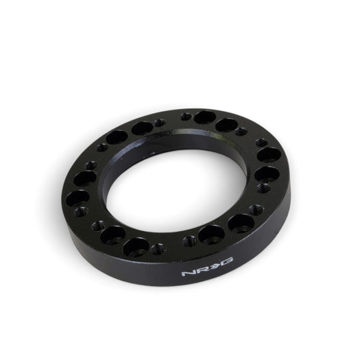 Lunaticsco NRG 1/2 inch black anodized aluminum steering wheel hub spacer with pre-drilled mounting holes
