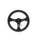 Lunaticsco NRG reinforced 350mm black leather steering wheel with deep dish design and black spokes