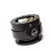 Lunaticsco NRG SFI 42.1 quick release steering wheel hub in black aircraft-grade aluminum with push-pin safety