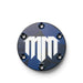 Lunaticsco NRG Mad Mike horn delete plate in dark blue camo finish with white MM logo for aftermarket steering wheels