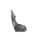Lunaticsco NRG PRISMA bucket seat in gun metal Alcantara with a pearlized FRP shell, side profile view.