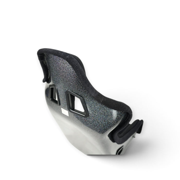 Lunaticsco NRG PRISMA FIA bucket seat in black with a glittery pearlized rear shell and Alcantara upholstery
