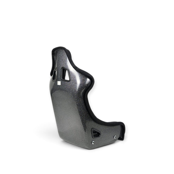 Lunaticsco NRG PRISMA black racing seat with a glittery pearlized FRP shell and harness-compatible bucket design