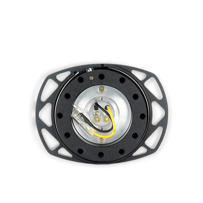 Lunaticsco NRG Gen 2.5 quick release steering wheel hub in black with a cutout ring design and ball-lock mechanism.