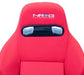 Lunaticsco NRG Type-R style red cloth racing seat with black harness pass-through and embroidered NRG logo