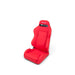 Lunaticsco NRG Type-R inspired red cloth reclining sport seat with lateral bolstering and NRG logo embroidery