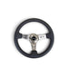 Lunaticsco NRG reinforced 350mm black leather steering wheel with gunmetal spokes and center horn button