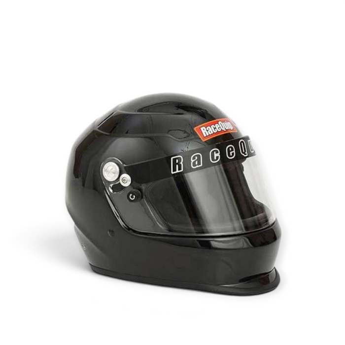 LunaticsCo RaceQuip PRO20 full face racing helmet in gloss black with Snell SA2020 certification and clear shield