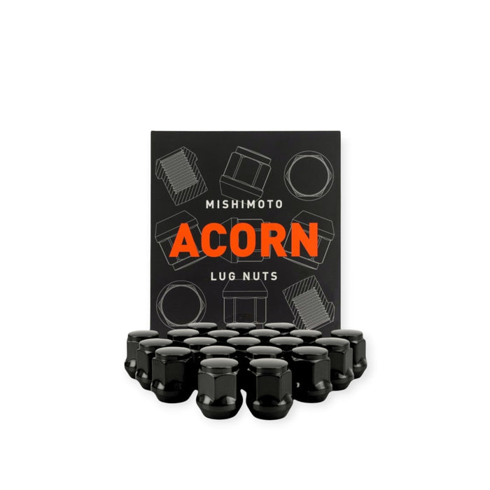 Mishimoto Steel Acorn Lug Nuts M12 x 1.5 - 20pc Set - Black - Lunaticsco