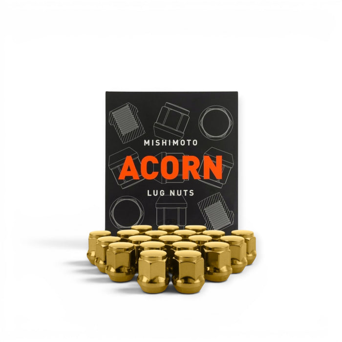 Mishimoto Steel Acorn Lug Nuts M12 x 1.5 - 20pc Set - Gold - Lunaticsco
