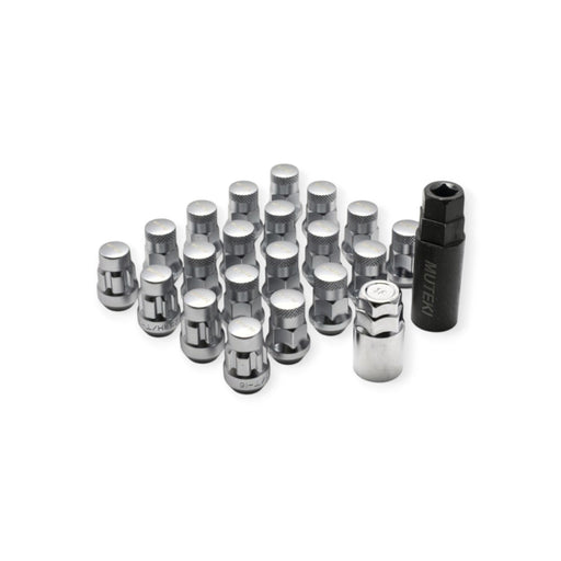 Muteki SR35 Close End Lug Nuts w/ Lock Set - Satin Silver 12x1.25 35mm (QTY 20) - Lunaticsco