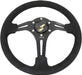 NRG 3" Deep Black Leather Alcantara Stitching 350mm Steering Wheel - Lunaticsco