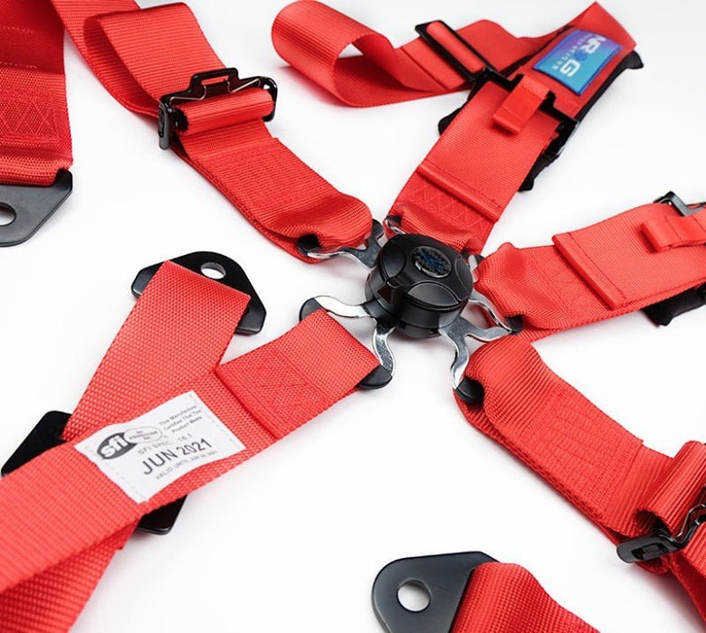 NRG 5PT 3in. Seat Belt Harness / Cam Lock - Red - Lunaticsco