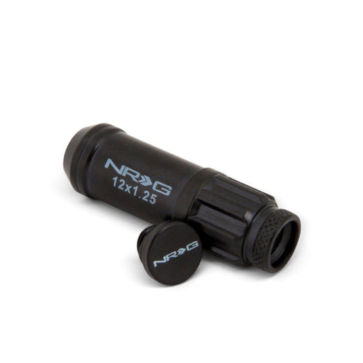 NRG 700 Series M12 X 1.25 Steel Lug Nut w/Dust Cap Cover Set 21 Pc w/Locks & Lock Socket - Black - Lunaticsco