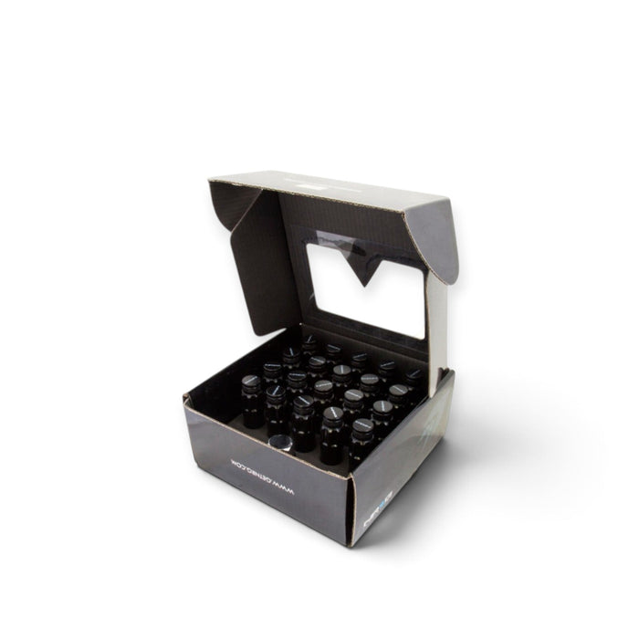 NRG 700 Series M12 X 1.25 Steel Lug Nut w/Dust Cap Cover Set 21 Pc w/Locks & Lock Socket - Black - Lunaticsco