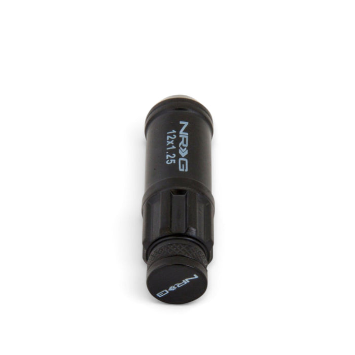 NRG 700 Series M12 X 1.25 Steel Lug Nut w/Dust Cap Cover Set 21 Pc w/Locks & Lock Socket - Black - Lunaticsco