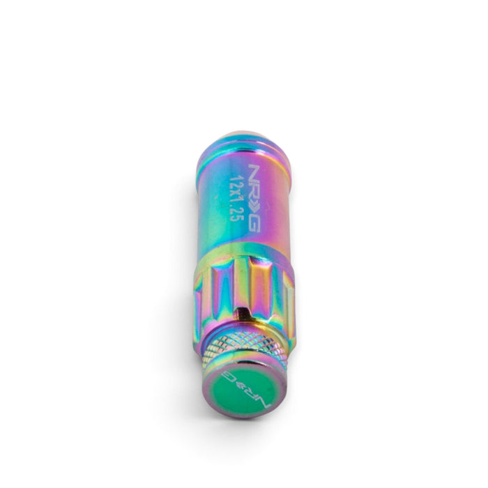 NRG 700 Series M12 X 1.25 Steel Lug Nut w/Dust Cap Cover Set 21 Pc w/Locks & Lock Socket - Neochrome - Lunaticsco