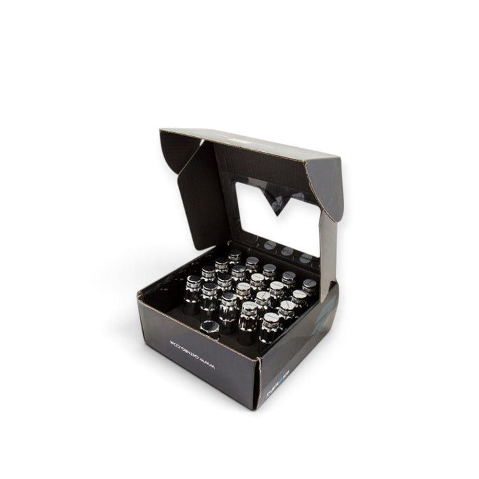 NRG 700 Series M12 X 1.25 Steel Lug Nut w/Dust Cap Cover Set 21 Pc w/Locks & Lock Socket - Silver - Lunaticsco