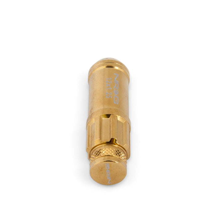 NRG 700 Series M12 X 1.25 Steel Lug Nut w/Dust Cap Cover Set 21 Pc w/Locks & Socket - Chrome Gold - Lunaticsco