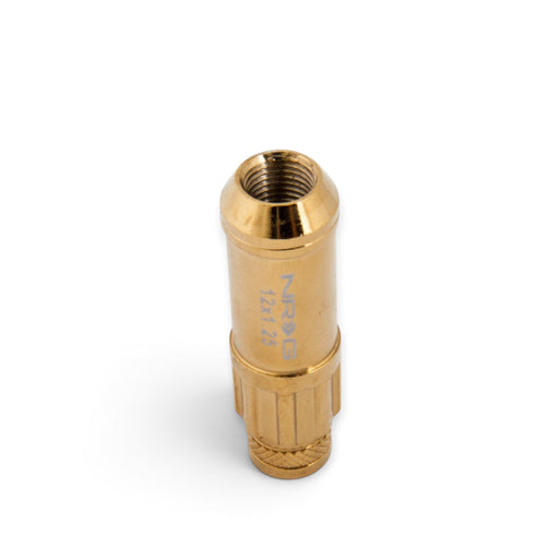 NRG 700 Series M12 X 1.25 Steel Lug Nut w/Dust Cap Cover Set 21 Pc w/Locks & Socket - Chrome Gold - Lunaticsco