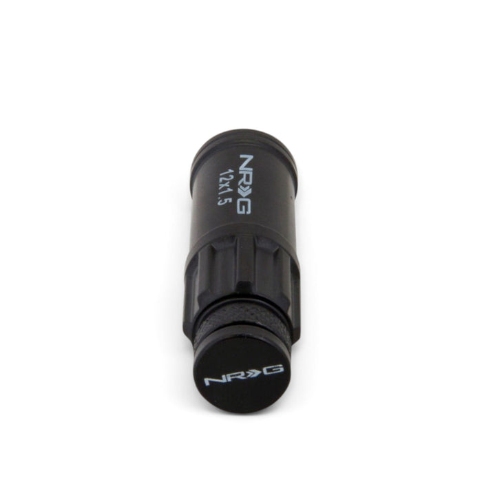 NRG 700 Series M12 X 1.5 Steel Lug Nut w/Dust Cap Cover Set 21 Pc w/Locks & Lock Socket - Black - Lunaticsco