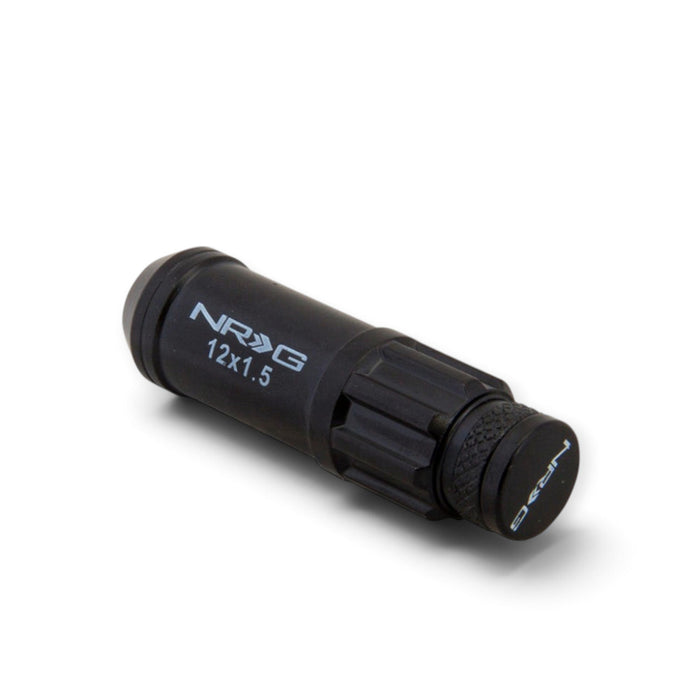 NRG 700 Series M12 X 1.5 Steel Lug Nut w/Dust Cap Cover Set 21 Pc w/Locks & Lock Socket - Black - Lunaticsco
