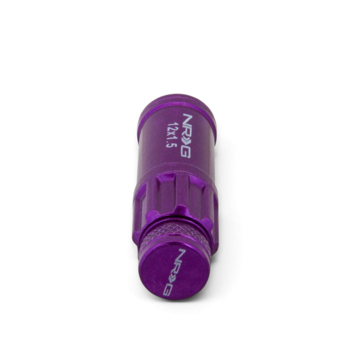 NRG 700 Series M12 X 1.5 Steel Lug Nut w/Dust Cap Cover Set 21 Pc w/Locks & Lock Socket - Purple - Lunaticsco