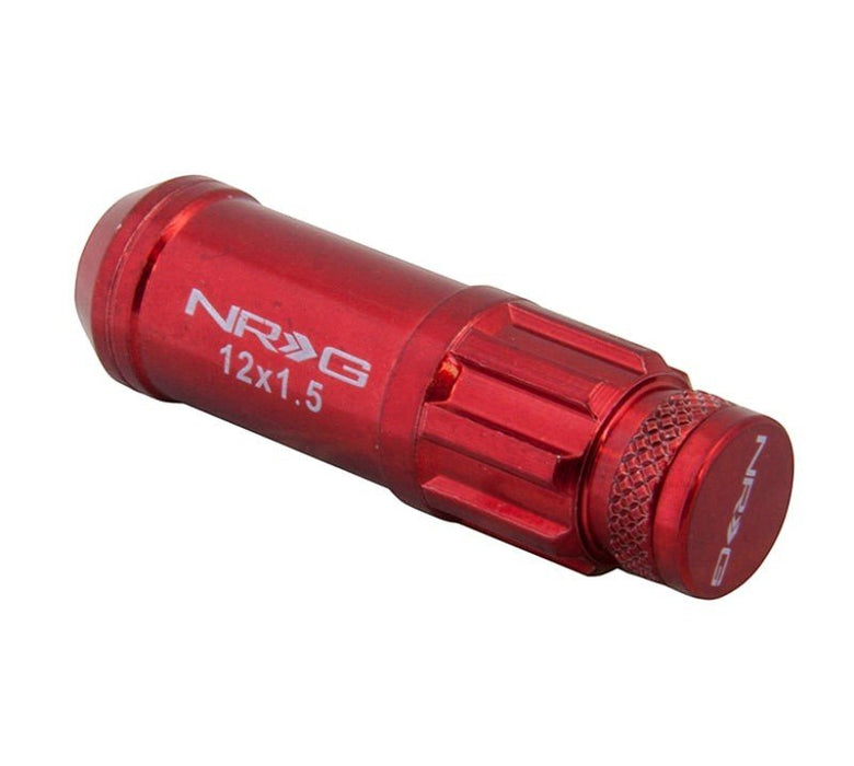 NRG 700 Series M12 X 1.5 Steel Lug Nut w/Dust Cap Cover Set 21 Pc w/Locks & Lock Socket - Red - Lunaticsco