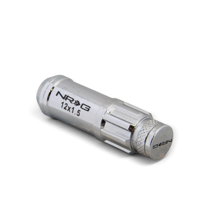 NRG 700 Series M12 X 1.5 Steel Lug Nut w/Dust Cap Cover Set 21 Pc w/Locks & Lock Socket - Silver - Lunaticsco