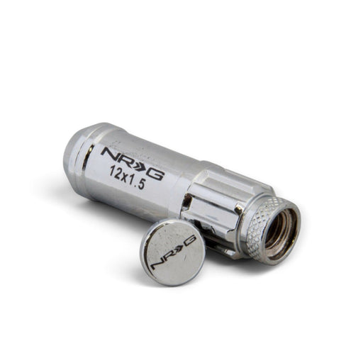 NRG 700 Series M12 X 1.5 Steel Lug Nut w/Dust Cap Cover Set 21 Pc w/Locks & Lock Socket - Silver - Lunaticsco