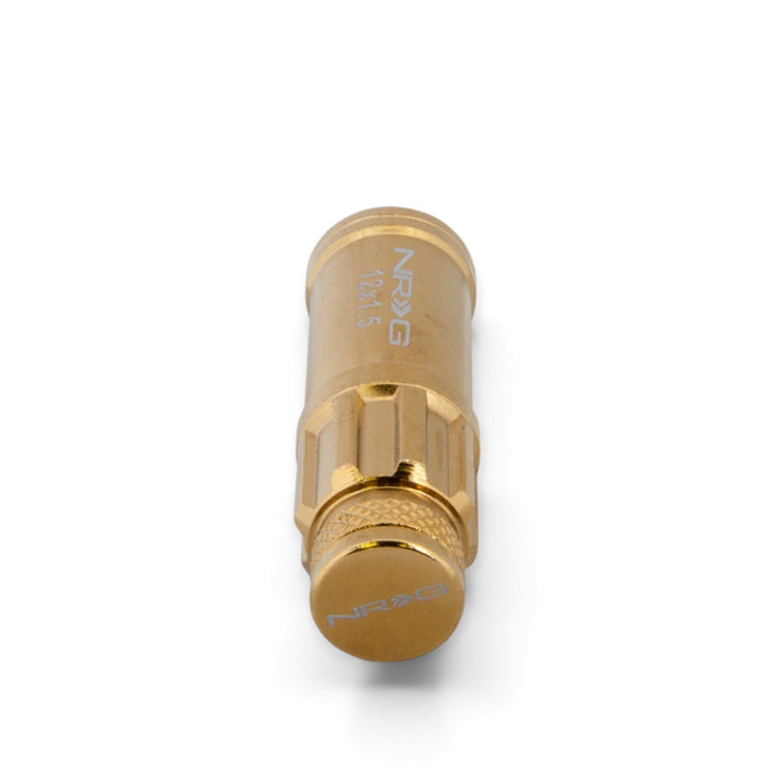 NRG 700 Series M12 X 1.5 Steel Lug Nut w/Dust Cap Cover Set 21 Pc w/Locks & Socket - Chrome Gold - Lunaticsco
