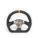 NRG Carbon Fiber Flat Bottom Steering Wheel (320mm) Yellow CF Center w/Yellow Stitch/Yellow Mark - Lunaticsco