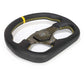 NRG Carbon Fiber Flat Bottom Steering Wheel (320mm) Yellow CF Center w/Yellow Stitch/Yellow Mark - Lunaticsco
