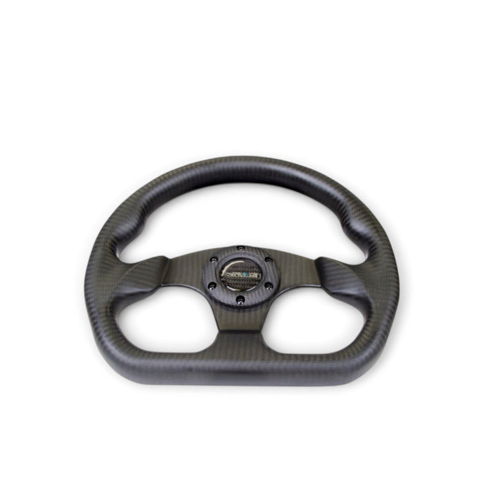 NRG Carbon Fiber Steering Wheel (320mm) Flat Bottom Matte Black Carbon - Lunaticsco