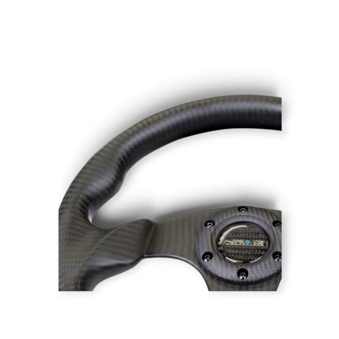 NRG Carbon Fiber Steering Wheel (320mm) Flat Bottom Matte Black Carbon - Lunaticsco