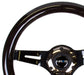 NRG Classic Wood Grain Steering Wheel (310mm) Black w/Black Chrome 3-Spoke Center - Lunaticsco