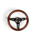 NRG Classic Wood Grain Steering Wheel (310mm) Dark Wood & Black Line Inlay w/Blk Chrome 3-Spoke Ctr. - Lunaticsco