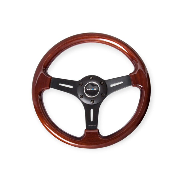 NRG Classic Wood Grain Steering Wheel 330mm Matte Black 3 - Spoke Center - Lunaticsco
