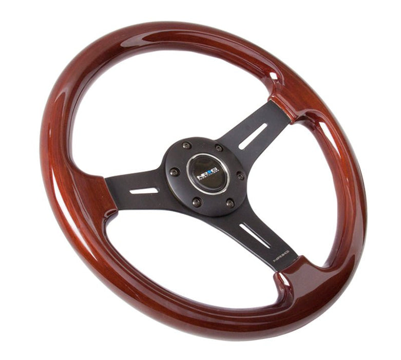 NRG Classic Wood Grain Steering Wheel 330mm Matte Black 3 - Spoke Center - Lunaticsco