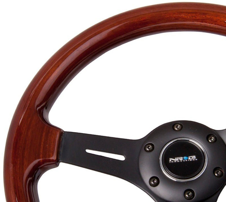 NRG Classic Wood Grain Steering Wheel (330mm) Wood Grain w/Matte Black 3-Spoke Center - Lunaticsco