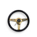 NRG Classic Wood Grain Steering Wheel (350mm) Black Grip w/Chrome Gold 3-Spoke Center - Lunaticsco