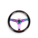 NRG Classic Wood Grain Steering Wheel (350mm) Black Paint Grip w/Neochrome 3-Spoke Center - Lunaticsco