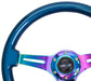 NRG Classic Wood Grain Steering Wheel (350mm) Blue Pearl/Flake Paint w/Neochrome 3-Spoke Center - Lunaticsco