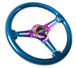 NRG Classic Wood Grain Steering Wheel (350mm) Blue Pearl/Flake Paint w/Neochrome 3-Spoke Center - Lunaticsco