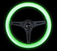 NRG Classic Wood Grain Steering Wheel (350mm) Glow-N-The-Dark Green Grip w/Black 3-Spoke Center - Lunaticsco