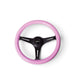 NRG Classic Wood Grain Steering Wheel (350mm) Solid Pink Painted Grip w/Black 3-Spoke Center - Lunaticsco