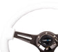 NRG Classic Wood Grain Steering Wheel (350mm) White Paint Grip w/Black 3-Spoke Center - Lunaticsco